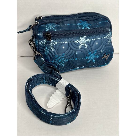 LUG - Super Coupe Convertible Crossbody Bag , Blue Quilted Snowflakes Design - Picture 6 of 9